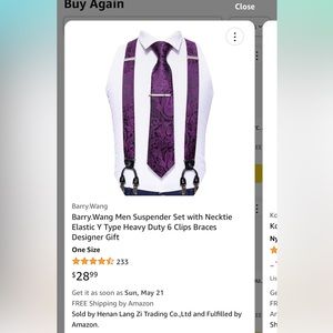 Barry Wang Suspenders and Tie